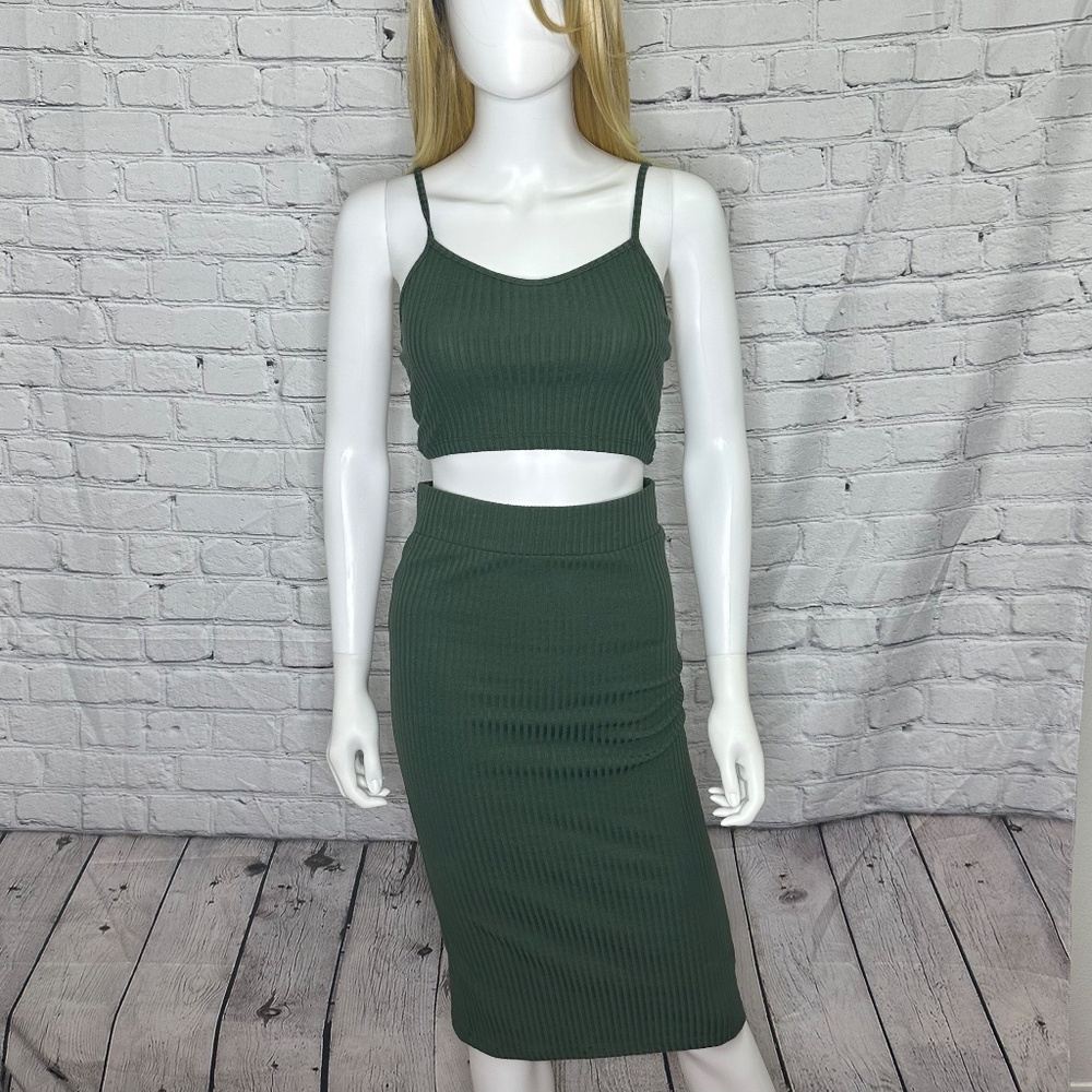 Better Be Two Piece Army Green Skirt Set
